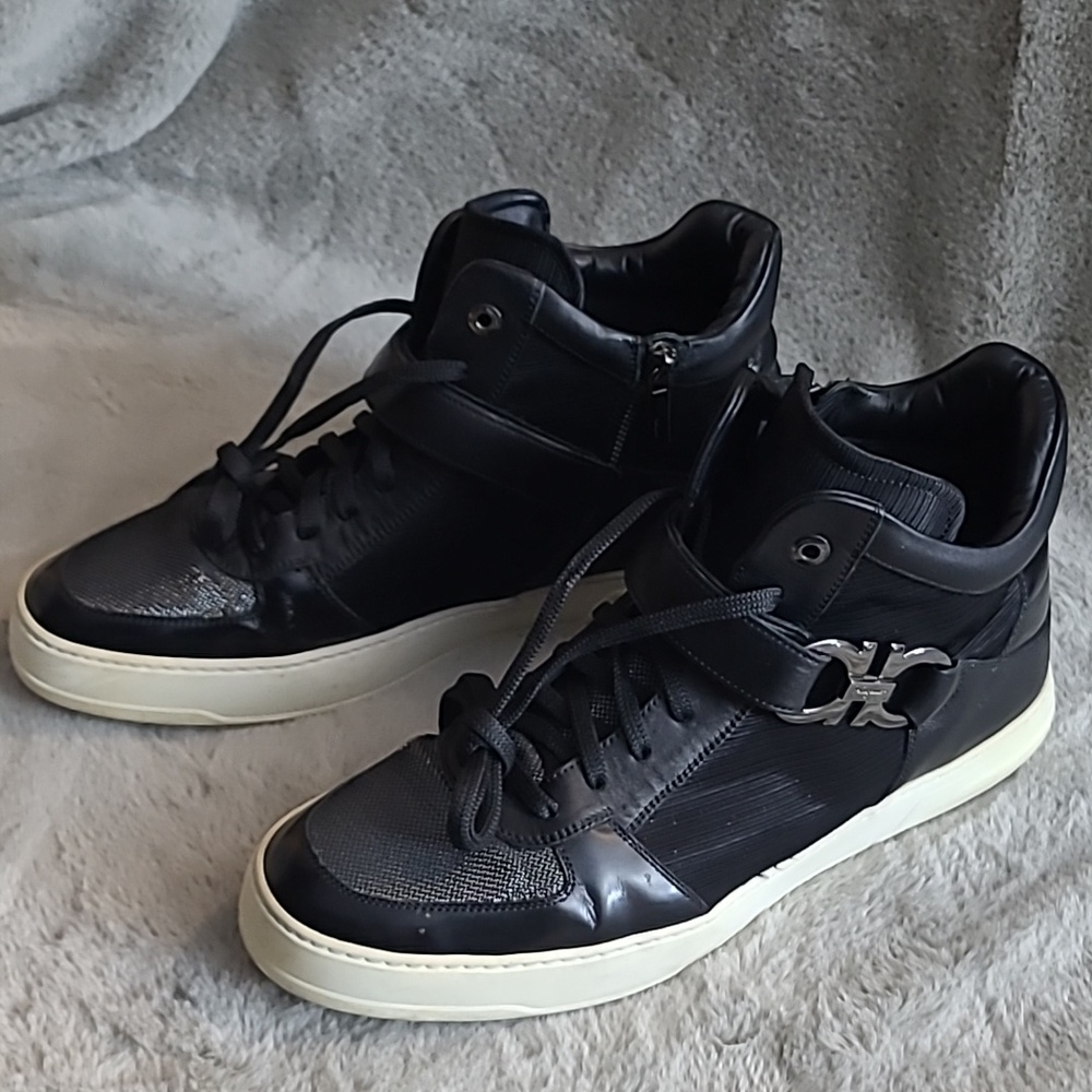 Salvatore Ferragamo Leather And Mesh Sneakers Mens 12 - Picture 7 of 11